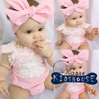 O1O-ทารกแรกเกิดเด็กทารก Rompers Lace ชุดบอดี้สูทดอกไม้ Outsuper เสื้อผ้า Sunsuit