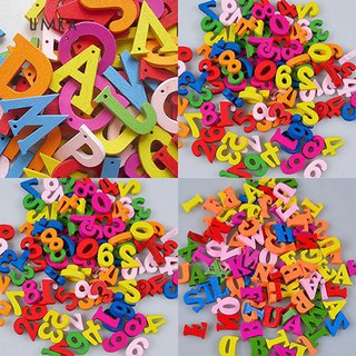 ☆Sl 100Pcs Colorful Letters Numbers Wooden Flatback Embellishments Crafts Tool