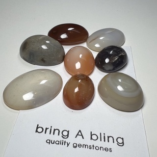 หินอาเกต (agate) ขายรวม 8ชิ้น นน.รวม 42.30 กรัม หินอาเกตธรรมชาติแท้ ไม่ปรุงแต่ง ขนาด 30x20 - 20x14 มม