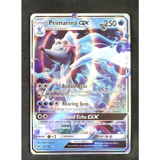 Primarina GX 42/149 อาชิเรเน่ Pokemon Card (Matt Shadow Series) ภาษาอังกฤษ