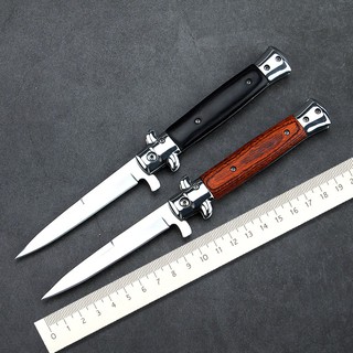 มีดพับ folding knife ญี่ปุ่น ทรงมีดพับอิตาลี (God father) ทรงมีดแทง ด้ามไม้แท้ คมด้านเดียว คมกริบ