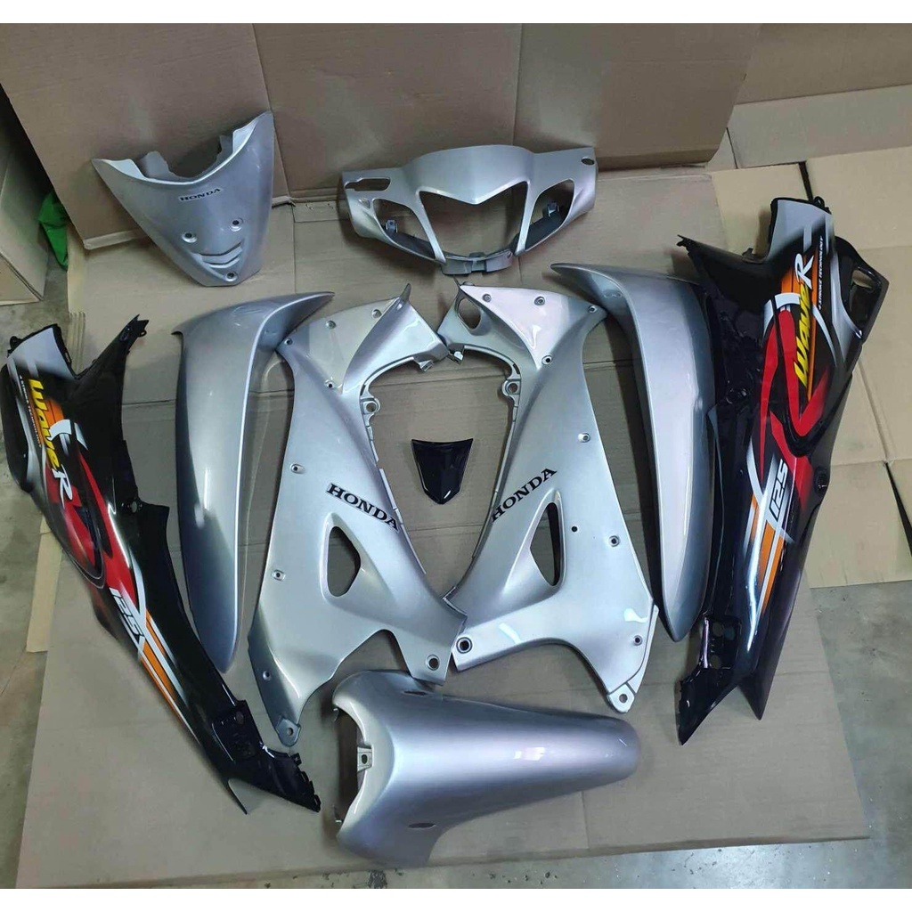 ชุดสีwave125s สีบรอนดำ กุญเหลี่ยมแฟริ่งเวฟ125rสีเทาดำ กาบรถ เฟรมรถ