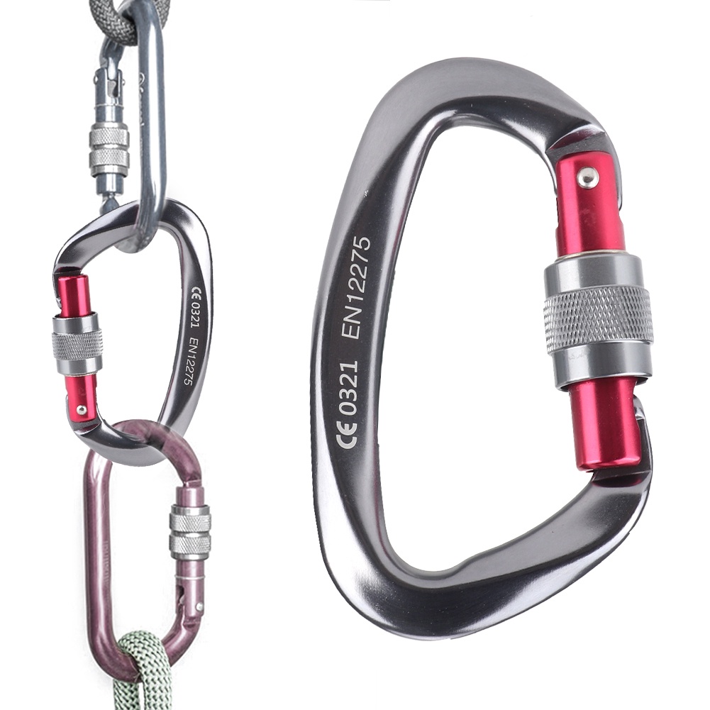 Rock Climbing 148 บาท หัวเข็มขัดอลูมิเนียมรูปตัว D สําหรับแขวนพวงกุญแจ 25KN (สีเทา) *คลังสินค้าใส* Sports & Outdoors