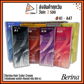 ราคา(⭐เบอร์ A1 - A47) Berina Hair Color Cream ครีมย้อมผม เบอริน่า คัลเลอร์ ครีม มี 47 สีให้เลือก  (60 g.)
