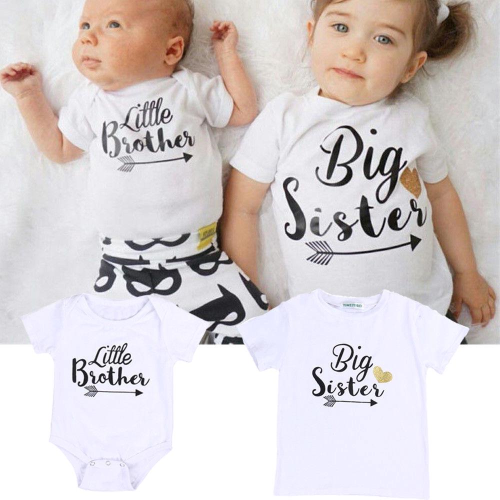 ทารกแรกเกิดทารกแรกเกิดทารกเสื้อผ้าเด็กชุดจัมเปอร์ Little Brother Toddler Baby Romper kids Girl Big Sister T-shirt Tops