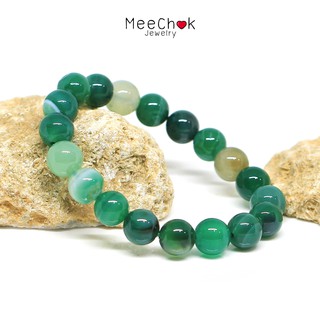 หินอาเกต หินดวงตาสวรรค์ สีเขียว Green Agate 10 มิล หินโมรา หินมงคล หินสี หินสีเขียว By.Meechok