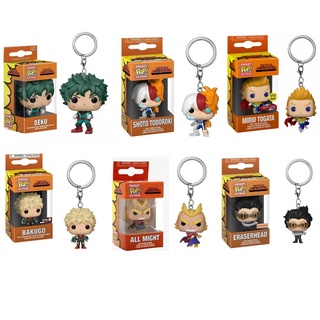 พวงกุญแจฟิกเกอร์ Funko Pocket Pop My Hero Academia Deku Bakugo Shoto Todoroki All Might ของเล่นสําหรับเด็ก