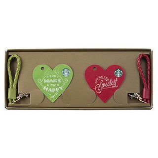 Starbucks : 2016 Heart Shape Valentines day on the go Gift Card Taiwan limited การ์ดหัวใจวาเร็นไทน์+สายหนัง ของแท้ 100%