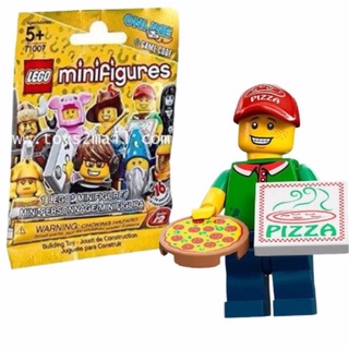 [RARE] LEGO MINI FIGURE SERIES 12 : No.11 PIZZA DELIVERY MAN เด็กส่งพิซซ่า ซองสีเหลือง พร้อมโค๊ท GAME Online ของแท้ 100%