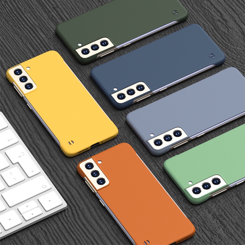 เคสโทรศัพท์แบบบางไร้กรอบสําหรับ Samsung Galaxy S22 S21 Ultra Plus 5G สีลูกกวาด