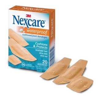 3M Nexcare Waterproof Cushioned Foam Bandages พลาสเตอร์ กันน้ำ แบบโฟม คละไซส์ จำนวน 1 กล่อง บรรจุ 20 ชิ้น 18392