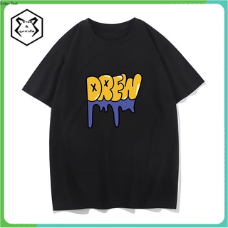 เสื้อยืดแขนสั้น ผ้าฝ้าย ทรงหลวม พิมพ์ลายตัวอักษร Drew smiley สไตล์อเมริกัน สตรีท สําหรับผู้ชาย