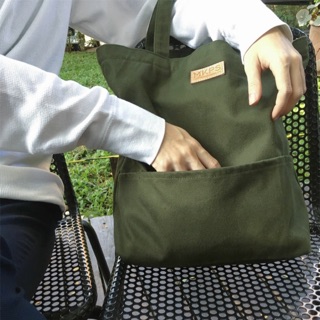 MKPS / กระเป๋าผ้าแคนวาส / รุ่นDark Green Canvas Tote Bag.