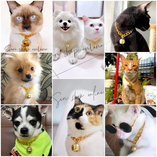 ปลอกคอแมว ปลอกคอสุนัข สร้อยคอหมา สร้อยคอแมว ซื้อ3แถม1 โซ่เลสทองอลุมิเนียม ปรับขนาดได้ ฟรีโซ่ปรับขนาดทุกเส้น