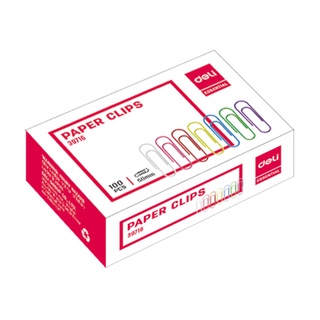 Deli 39716 Colored Paper Clips ลวดสี ลวดเสียบกระดาษ ลวดสีเสียบกระดาษ คลิปหนีบกระดาษสี ขนาด 33 มม. 100ตัว/กล่อง