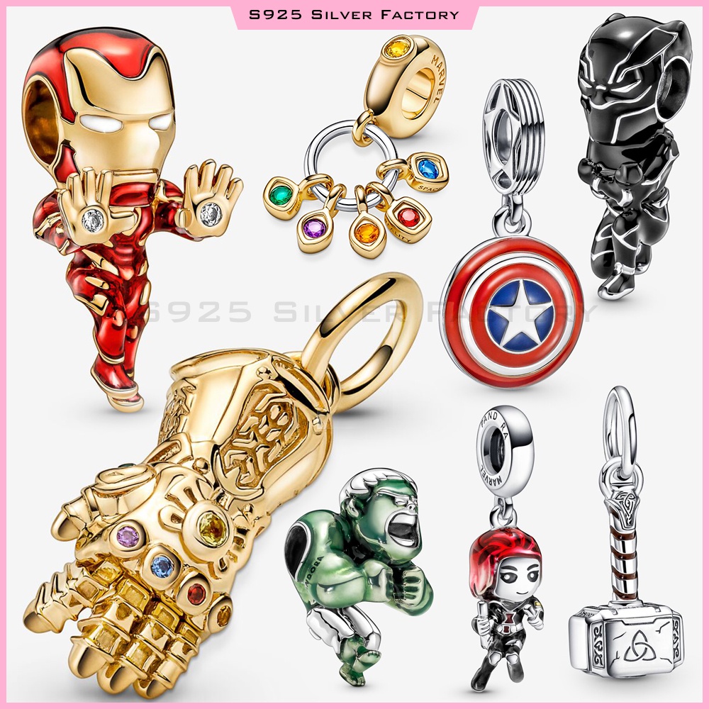 จี้อัญมณี Avengers Marvel Thor hammer beauty shield infinity gloves Panther Iron Man Hulk Black Widow สําหรับสร้อยข้อมือ DIY