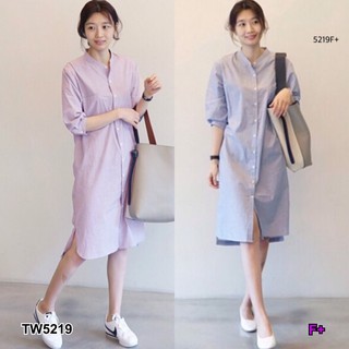 TwinsShopVip💗พร้อมส่ง TW5219 Dress เดรสคอปีลายริ้ว