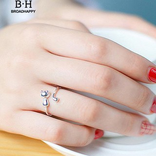 💘broadhappy💍แมวสัตว์น่ารักหวานเปิดแหวนเสน่ห์ผู้หญิงพรหม แหวนเกลี้ยง