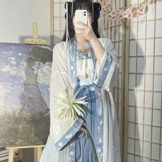 Hanfu [เจี๊ยบอ้วน] กระโปรงจีบริบบิ้นชุดฤดูใบไม้ผลิและฤดูร้อนทุกวัน