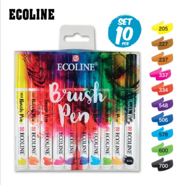 ปากกา​สีหมึก​ ecoline​ brush pen 10​ สี / ปากกาหัวพู่กัน