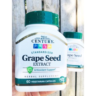 70% Sale!!! EXP: 08/2023 สารสกัดจากเมล็ดองุ่น Grape Seed Extract Standardized 60 Veggie Caps (21st Century®)