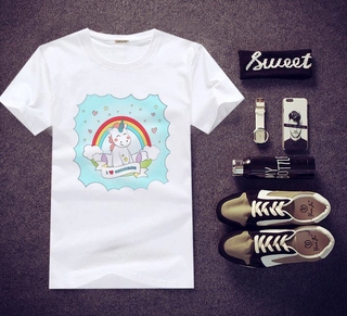 เสื้อยืดสกรีนลาย Unicorn ใส่สบายๆ ไม่ยืด ไม่ย้วย