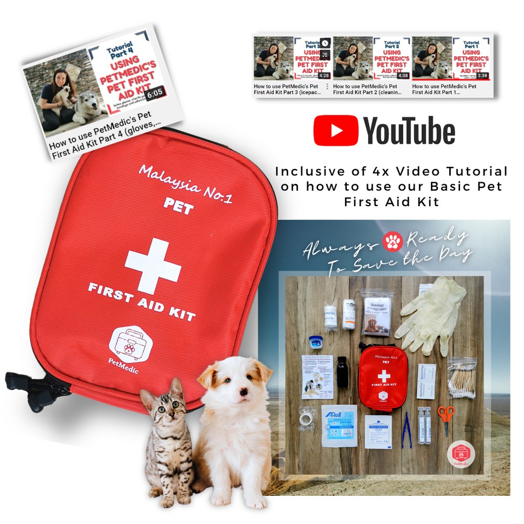 PetMedic Essential Pet First Aid Kit Wound Treatment Dog Cat Bandage Plaster Scissors Glove 毛狗包 Kit 