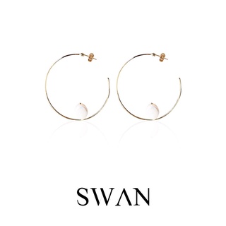 SWAN - Baroque Pearl Hoop Earring  ต่างหูห่วงเงินแท้ ชุบทอง14K  มุกบารอคแท้ มุกน้ำจืด