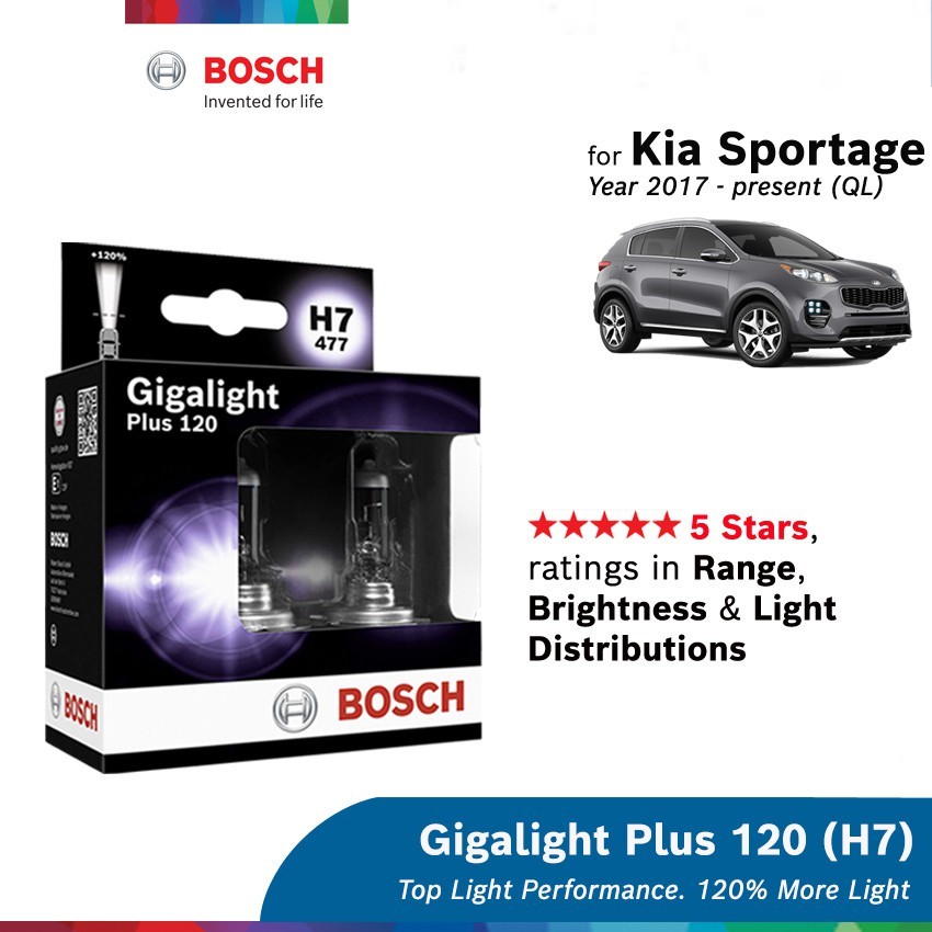หลอดไฟหน้า Bosch Gigalight Plus 120 H7 สําหรับ Kia Sportage QL