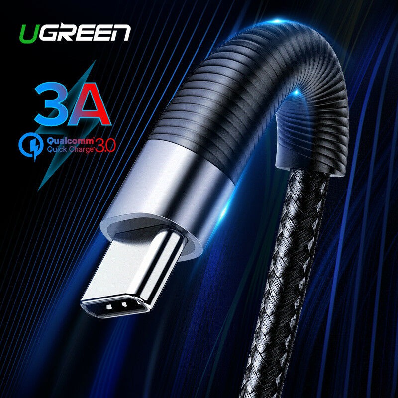 Ugreen USB Type C Cable 3A Quick Charge QC 3.0 Fast Charging Cable Fr Samsung S9, type c mobiles(60204,60205,60206)