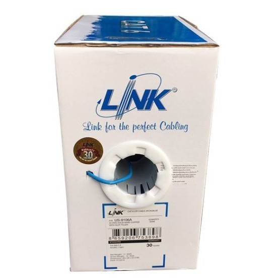 LINK CAT6 (ภายในสีฟ้า) US-9106A สายแลน แบ่งตัด ระยะ 10-50 เมตร เข้าหัวพร้อมใช้งาน indoor