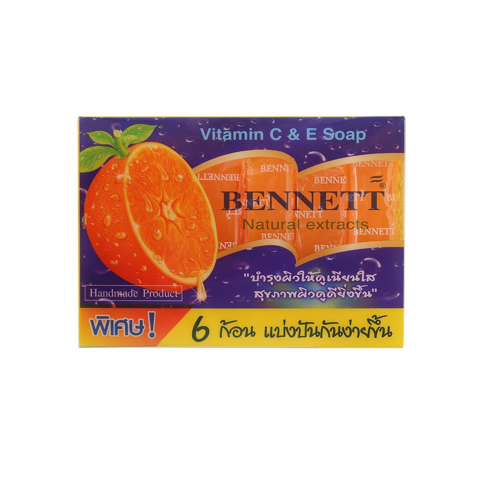 Bennett Vitamin C&E Soap (5892) เบนเนท สบู่วิตามินอี สูตรเพิ่มวิตามินซี ก้อนเล็ก 25g*6 ก้อน