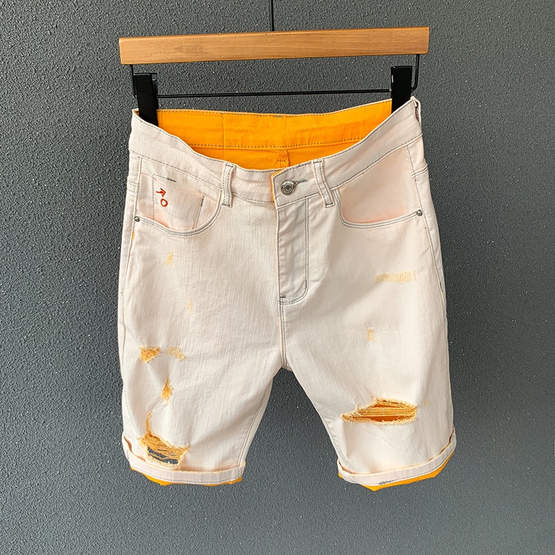 orange biker jeans
