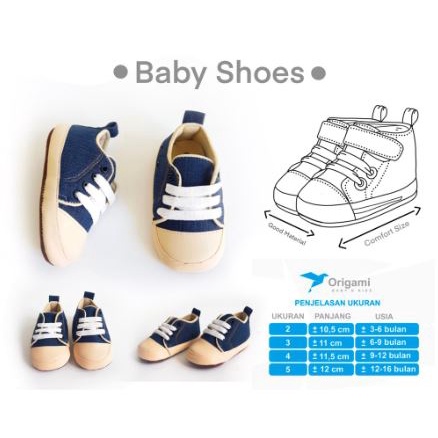 Origami Pre-Walker Baby Shoes / Baby Pre-Walker Shoes รองเท้าผ้าใบยีนส์