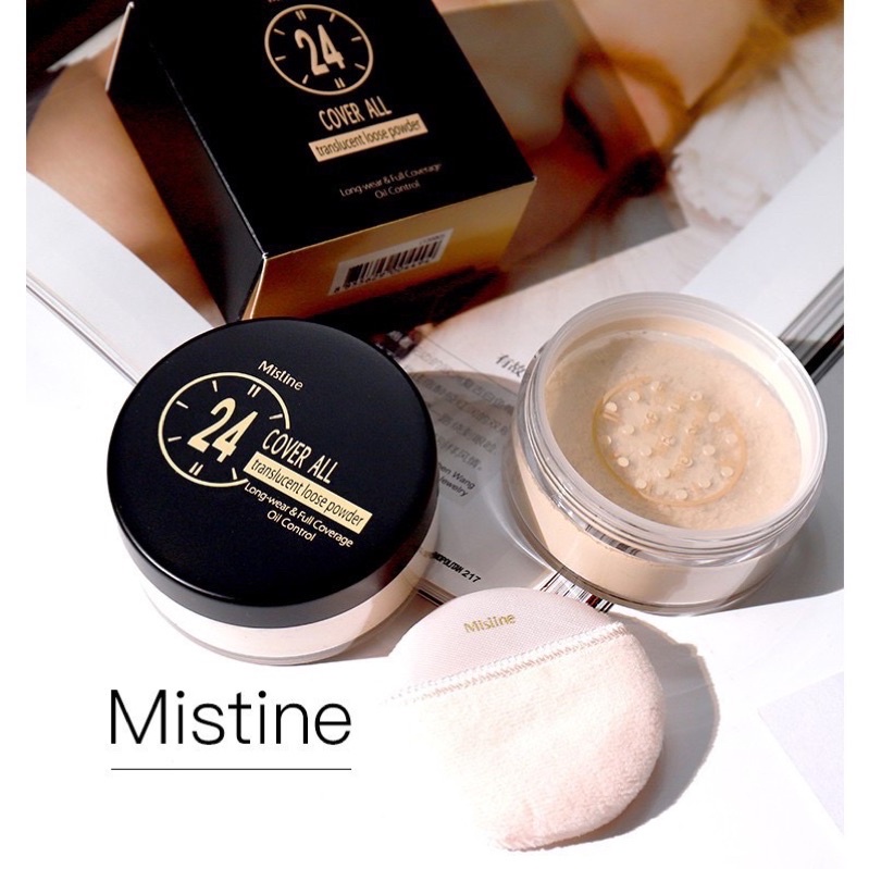 แป้งฝุ่นมิสทินคัพเวอร์ออล24เนื้อโปร่งแสง มิสทีน MISTINE 24 COVER ALL TRANSLUCENT LOOSE POWDER ขนาด22กรัมEXP:2027-28