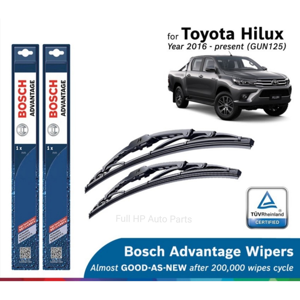 ชุดปัดน้ําฝน Bosch Advantage U Hook สําหรับ Toyota Hilux Revo Gun125 (22"+16")