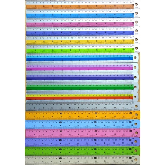 ไม้บรรทัดอลูมิเนียม 12นิ้ว สีอลูมิเนียม คาดสี เคลือบสี ราคา ถูกที่สุด ดีลบีเคเค รูปภาพหลัก
