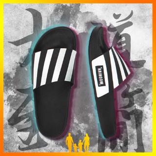Black and white striped slippers summer non-slip soft bottom wear-resistant comfortable home รองเท้าแตะ