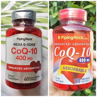 (PipingRock®) Enhanced Absorbable CoQ10 400 mg 60 or 120 Softgels โคคิวเท็น Q10 คิวเทน