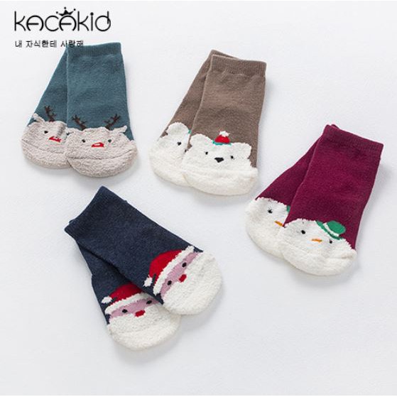 พร้อมส่ง! ถุงเท้าเด็ก ลายคริสมาสต์ 4ลาย