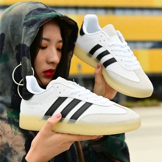 adidas clover แท้ SAMBA RM รองเท้าลำลองคลาสสิกย้อนยุคสีดำและสีขาว BD7537