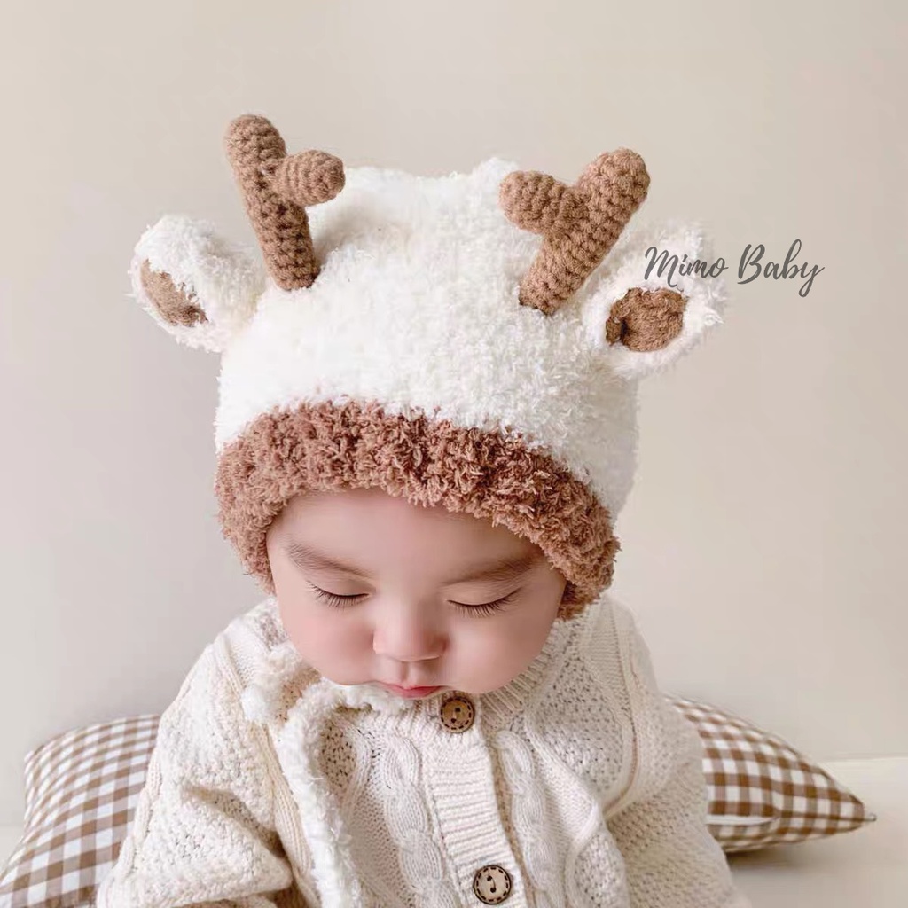 หมวกขนสัตว ์ ลูกไม ้ Reindeer horn น ่ ารักสําหรับเด ็ ก ML195 Mido Baby