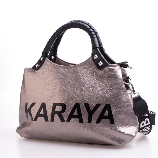 กระเป๋าทรงช้อปปิ้ง แบรนด์แท้ KARAYA สีบรอนซ์เทา