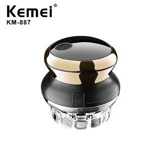 Kemei KM-887 ปัตตาเลี่ยนตัดผมไฟฟ้า หัวกลม หมุนได้ 360 องศา ชาร์จ USB สําหรับผู้ชาย