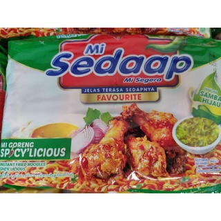 Mi SEDAAP حلال  Mi Goreng SAMBAI HIJAU Spicy 🔥 Licious 92g x 5 Sacks