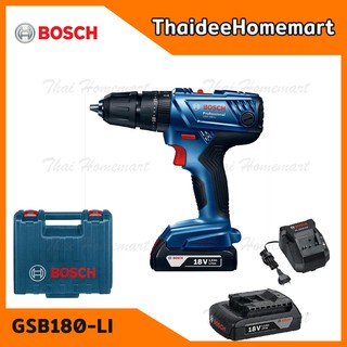 BOSCH สว่านกระแทกไร้สาย 18V. รุ่น GSB180-LI มอเตอร์แปรงถ่าน (1.5Ahx2) รับประกันศูนย์ 6 เดือน 06019F83K0