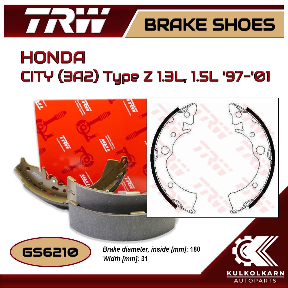 ก้ามเบรคหลัง TRW สำหรับ CITY (3A2) Type Z 1.3L, 1.5L '97-'01 (GS6210)
