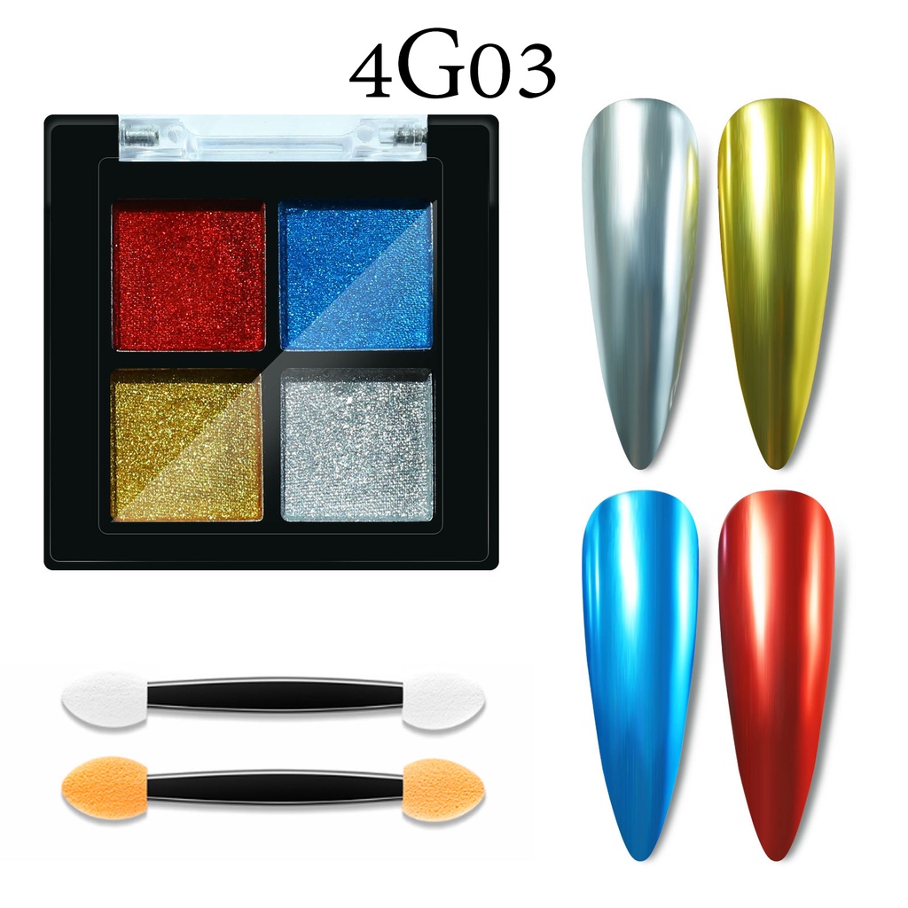 ตลับผงกระจกขัดเล็บแบบอัดแข็ง สีฟรุ้งสวย พกพาได้ 1ตลับมี4สี (รหัสสีตามภาพ เลือกจากตัวเลือก) - รูปที่ 4