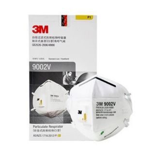 หน้ากาก3M9002V กันฝุ่นละออง2.5ได้ สวมใส่สบายกว่า มีวาว์วระบายอากาศ บรรจกล่องละ25ชิ้น