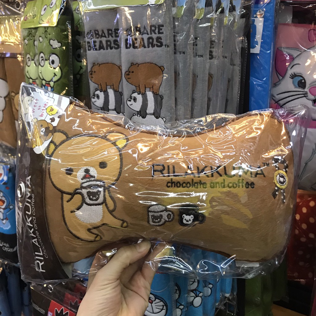 หมอนรองคอกระดูก หมอนในรถยนต์ ลาย Rilakkuma ริระคุมะ กาแฟ 1ชิ้น